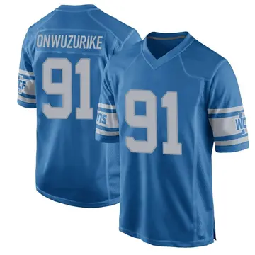 Nike Levi Onwuzurike Men's Game Detroit Lions Blue Throwback Vapor Untouchable Jersey
