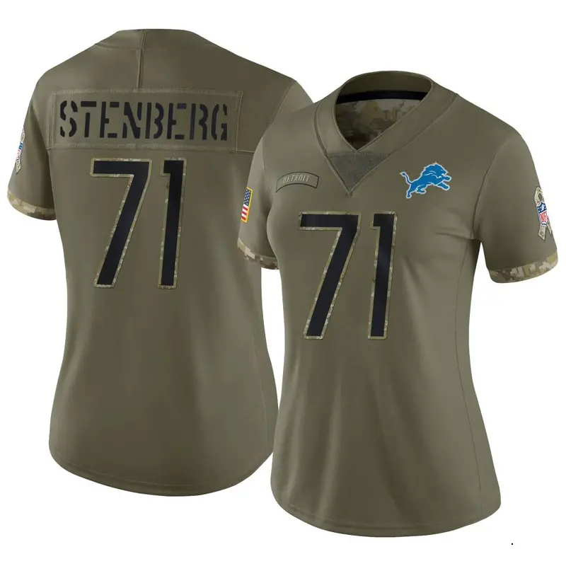 Nike Logan Stenberg Women's Limited Detroit Lions Olive 2022 Salute To Service Jersey