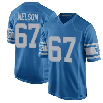 Nike Matt Nelson Youth Game Detroit Lions Blue Throwback Vapor Untouchable Jersey