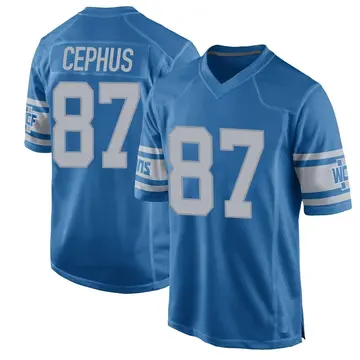 Nike Quintez Cephus Men's Game Detroit Lions Blue Throwback Vapor Untouchable Jersey