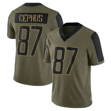 Nike Quintez Cephus Men's Limited Detroit Lions Olive 2021 Salute To Service Jersey