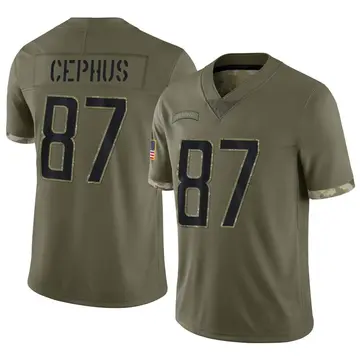 Nike Quintez Cephus Men's Limited Detroit Lions Olive 2022 Salute To Service Jersey