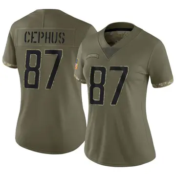 Nike Quintez Cephus Women's Limited Detroit Lions Olive 2022 Salute To Service Jersey