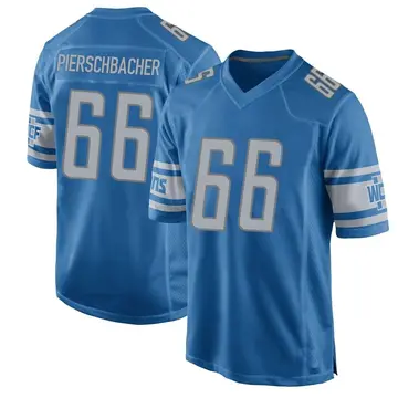 Nike Ross Pierschbacher Men's Game Detroit Lions Blue Team Color Jersey