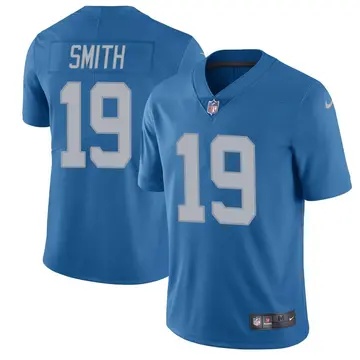 Nike Saivion Smith Men's Limited Detroit Lions Blue Throwback Vapor Untouchable Jersey