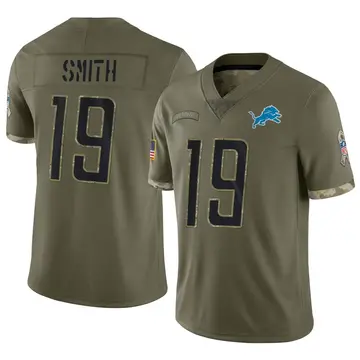 Nike Saivion Smith Youth Limited Detroit Lions Olive 2022 Salute To Service Jersey