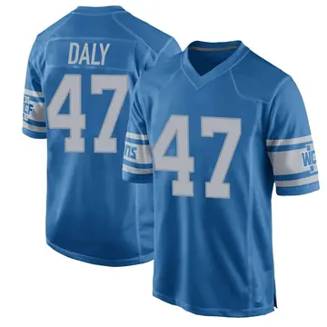 Nike Scott Daly Men's Game Detroit Lions Blue Throwback Vapor Untouchable Jersey