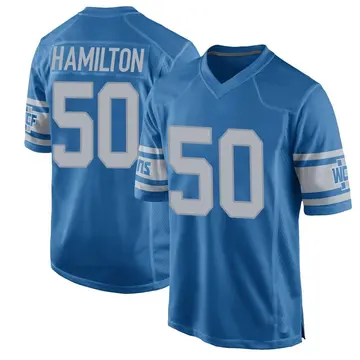 Nike Shaun Dion Hamilton Men's Game Detroit Lions Blue Throwback Vapor Untouchable Jersey