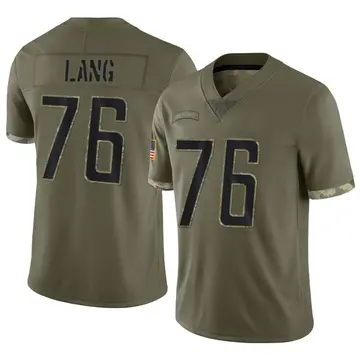 Nike T.J. Lang Men's Limited Detroit Lions Olive 2022 Salute To Service Jersey