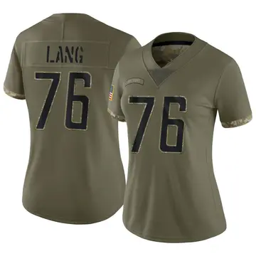Nike T.J. Lang Women's Limited Detroit Lions Olive 2022 Salute To Service Jersey