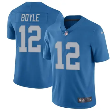 Nike Tim Boyle Men's Limited Detroit Lions Blue Throwback Vapor Untouchable Jersey