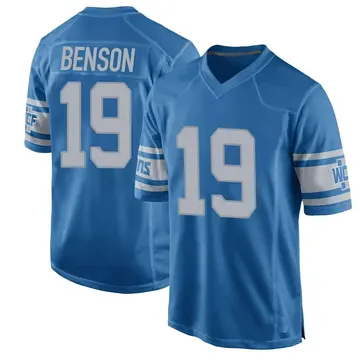 Nike Trinity Benson Men's Game Detroit Lions Blue Throwback Vapor Untouchable Jersey